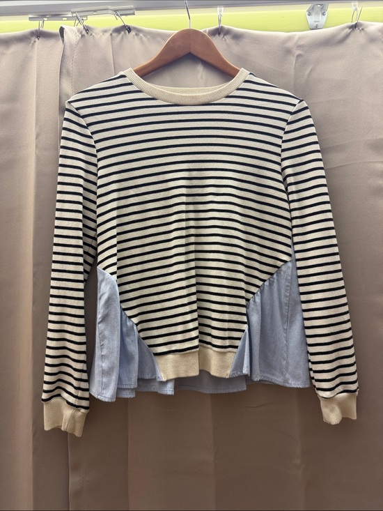 English Factory Tops - English Factory Black & Cream Striped Knit Top